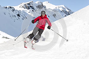 Man skiing alps photo