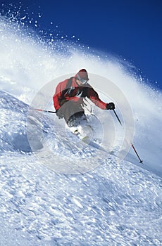 Man Skiing On Mountain Slope