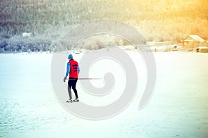 Man Skiing winter time Sport and healthy Lifestyle