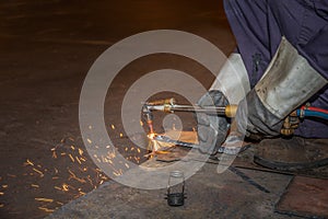 Man skilled working factory welder,cutting,grinding,drill