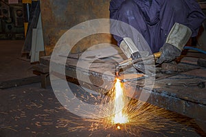 man skilled working factory welder,cutting,grinding,drill