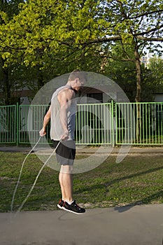 Man with a skipping rope