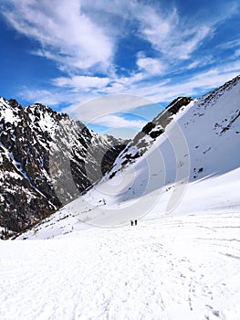 Man skitouring in winter Tatra mountains