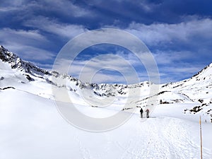 Man skitouring in winter Tatra mountains