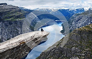 Man on Skjeggedal rock