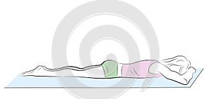 The man is sleeping on his stomach. sleeping poses. vector illustration.