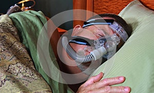 Man Sleeping Peacefully with CPAP