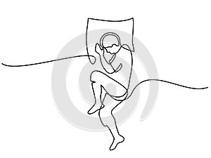 Man in sleeping pose on pillow