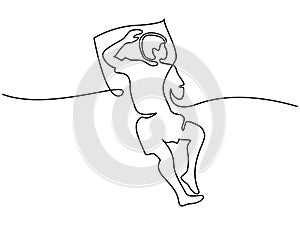 Man in sleeping pose on pillow