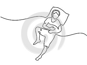 Man in sleeping pose on pillow