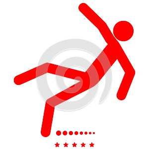 Man slip fall icon Illustration color fill style