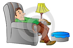Man Slouching on a Lazy Chair or couch, illustration photo