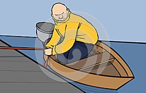 Man on small boat
