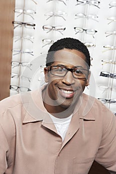 Man Smiling At Spectacles Shop photo