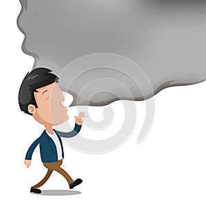 Man Smoke Empty Text Cartoon Vector