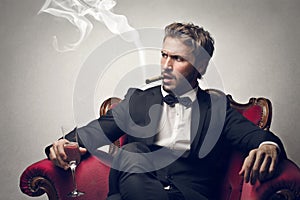 Man smoking a cigar