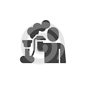 Man smoking hookah vector icon