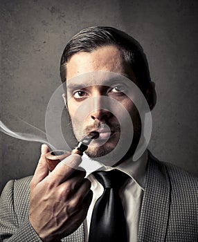 Man smoking a pipe