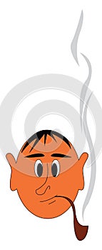 Man smoking pipe vector illustration
