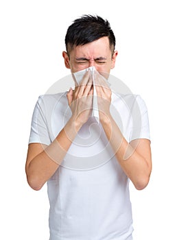 Man sneeze