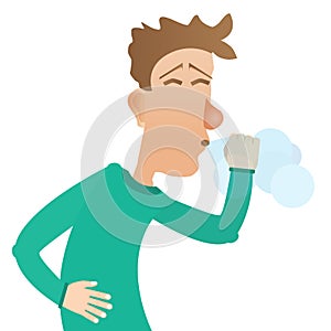Man sneezes, disease, allergy. Vector illustration photo