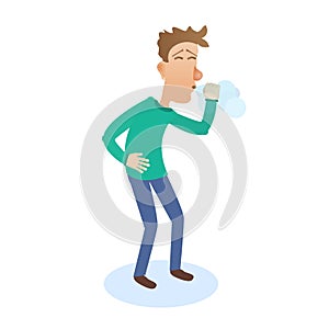 Man sneezes, unhealthy person. Vector illustration photo
