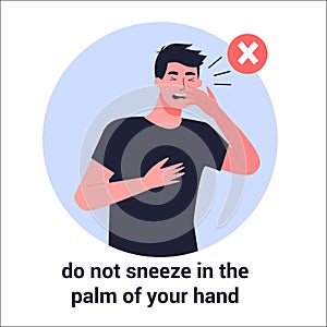 Hombre estornudando. prevención a proteccion. aviso 