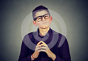 Man with snobbish face expression