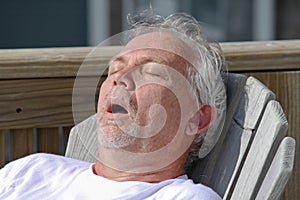 Man Snoring Outdoor Nap