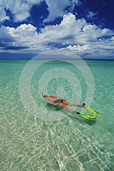 Man is snorkeling