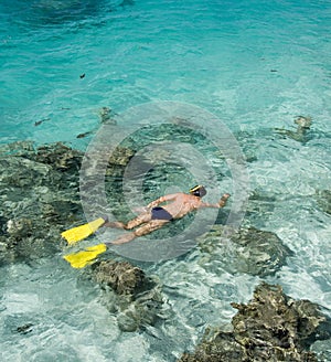 Man snorkeling - Cook Islands - South Pacific