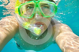 Man snorkeling portrait