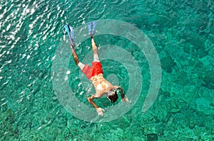 Man snorkeling in the sea