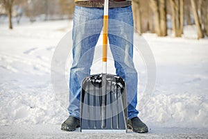 Man with a snow shovel