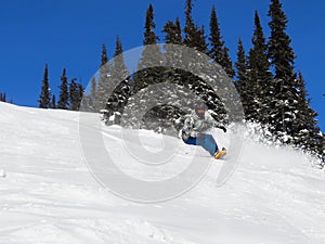 The man on a snowboard