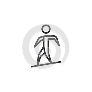 Man snowboarding line icon