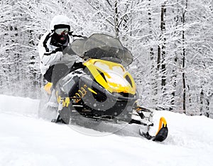 Man on snowmobile photo