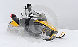 Man on snowmobile