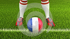 Man and soccer ball with French flag
