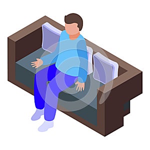 Man sofa lounge icon, isometric style