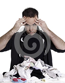 Man Sorting Laundry