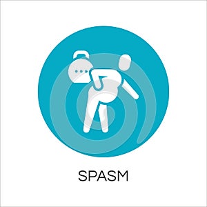 Man with spasm in pain. flat simplicity icon