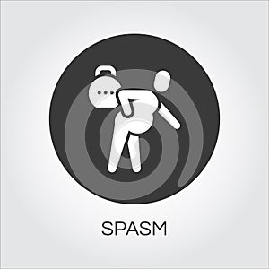 Man with spasm in pain. flat simplicity icon photo