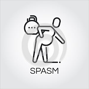 Man with spasm in pain. Line simplicity icon photo