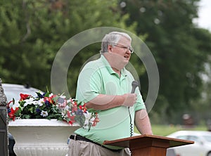 Man speaking at Memorial Day event