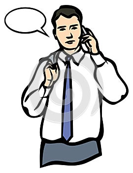 A Man speaking on a Mobile Phone. JPG and EPS