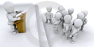 Man speaking to a crowd