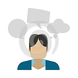 Man with speech bubbles