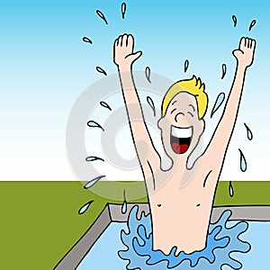 Man Splashing Water In Swimming Pool