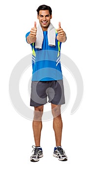 Man In Sports Clothing Gesturing Thumbs Up